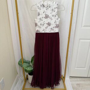 Xtraordinary Size 16 Sleeveless Floral Sheer Skirted Long Dress!